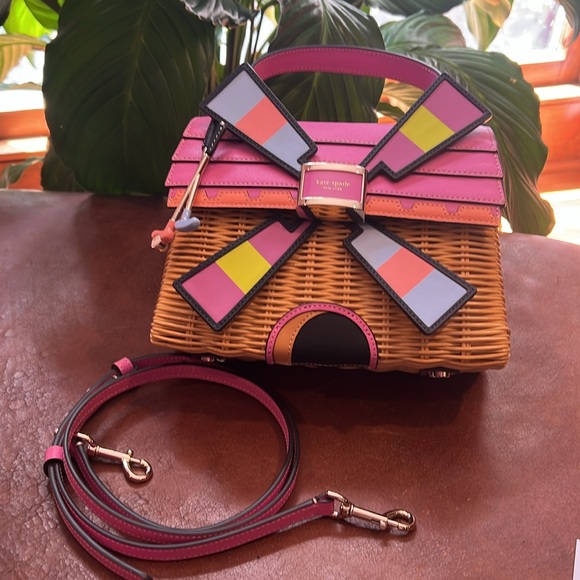 Kate Spade Tee Time Wicker Windmill Satchel - Picture 6 of 11